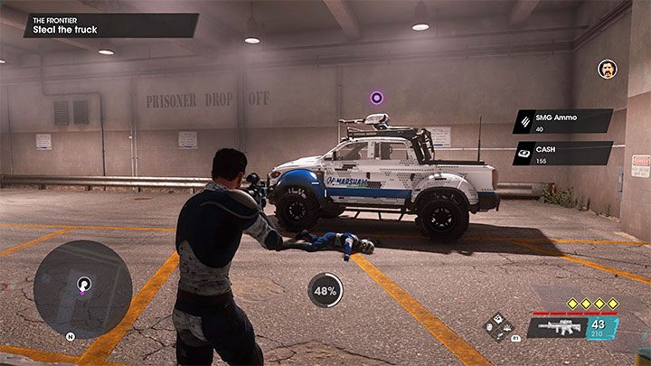 Dotrzyjcie do miejsca, w którym w garażu stoi terenówka z działkiem - Saints Row 2022: Pogranicze (The Frontier) - solucja, opis przejścia - Saints Row - poradnik do gry