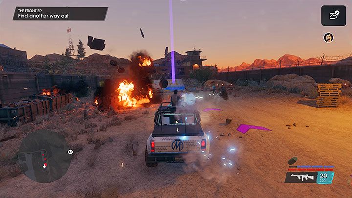 Rozpocznijcie przejazd po zewnętrznym dziedzińcu więzienia i omijajcie wrogie wozy - Saints Row 2022: Pogranicze (The Frontier) - solucja, opis przejścia - Saints Row - poradnik do gry