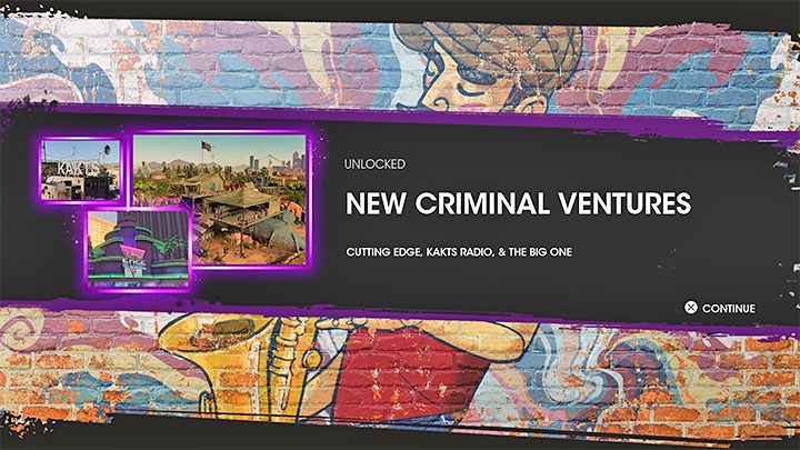 Wymienione powyżej biznesy opisaliśmy na osobnych stronach w rozdziale Przedsięwzięcia - Saints Row 2022: Corpus delicti (Body of Evidence) - solucja, opis przejścia - Saints Row - poradnik do gry