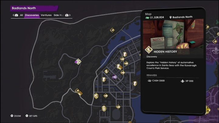 Aktywność Tajna historia znajduje się w centralnej dzielnicy Północne Pustkowia, przy największym skrzyżowaniu w tym regionie - Saints Row 2022: Odkrycia (Północne Pustkowia) - lista i opisy aktywności - Saints Row - poradnik do gry
