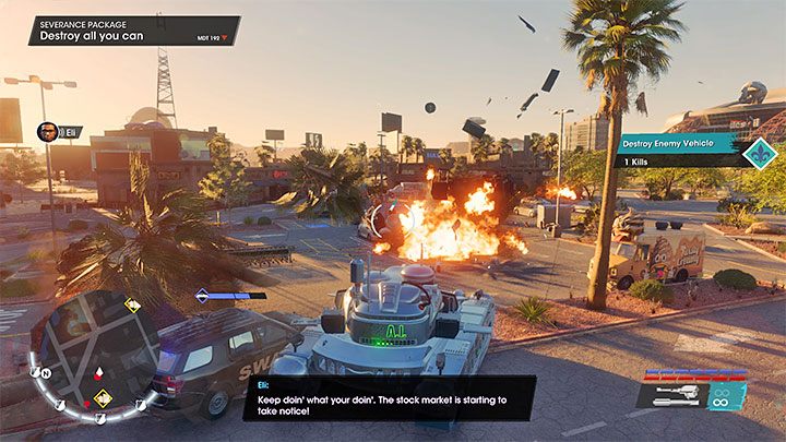 Czołg jest potężną maszyną - możecie rozjeżdżać wrogie pojazdy lub używać głównego działa - Saints Row 2022: Pakiet na odchodne (Severance Package) - solucja, opis przejścia - Saints Row - poradnik do gry