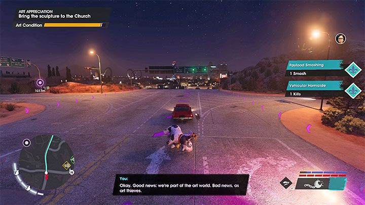 Przed Wami trudny przejazd - będziecie atakowani przez siły policji, zaś rzeźba może zostać łatwo zniszczona - Saints Row 2022: W uznaniu dla sztuki (Art Appreciation) - solucja, opis przejścia - Saints Row - poradnik do gry