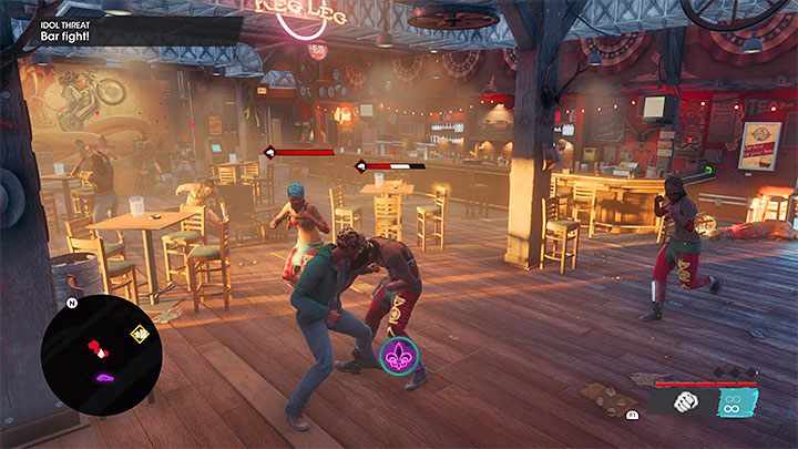 Rozpocznie się bójka w barze, podczas której nie możecie używać broni palnej ani korzystać z umiejętności bohatera - Saints Row 2022: Groźni idole (Idol Threat) - solucja, opis przejścia - Saints Row - poradnik do gry