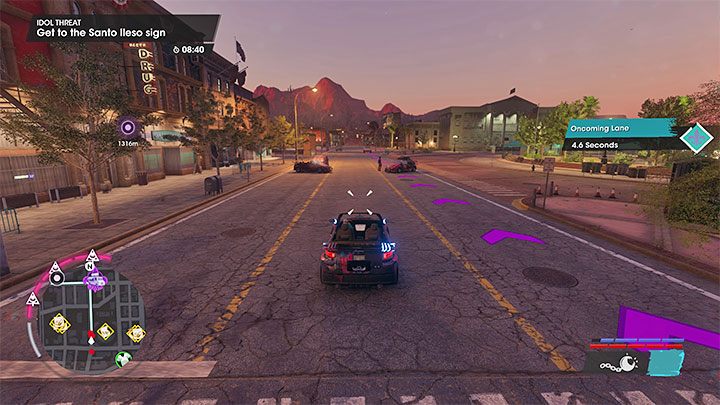 Załączy się misja czasowa i musicie mieć świadomość tego, że widoczny pod opisem celu misji limit czasowy musi Wam wystarczyć nie tylko na dotarcie do celu podróży, ale też wykonanie innych czynności już przy samym znaku - Saints Row 2022: Groźni idole (Idol Threat) - solucja, opis przejścia - Saints Row - poradnik do gry