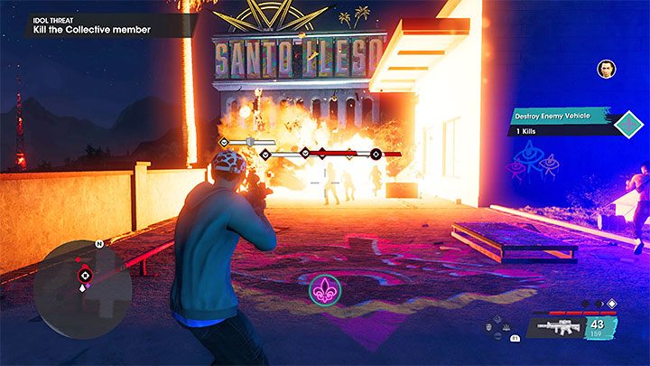 Członek Kolektywu to kolejny mini-boss i będziecie mogli zaatakować go dopiero po tym jak wyląduje i wysiądzie ze śmigłowca - Saints Row 2022: Groźni idole (Idol Threat) - solucja, opis przejścia - Saints Row - poradnik do gry