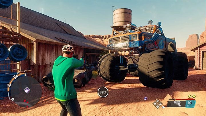 Monster truck stoi zaparkowany przy jednym z budynków farmy i możecie od razu zająć miejsce na jego pokładzie bez konieczności włamywania się do kabiny - Saints Row: Monster truck (Gargantua) - jak odblokować pojazd? - Saints Row - poradnik do gry