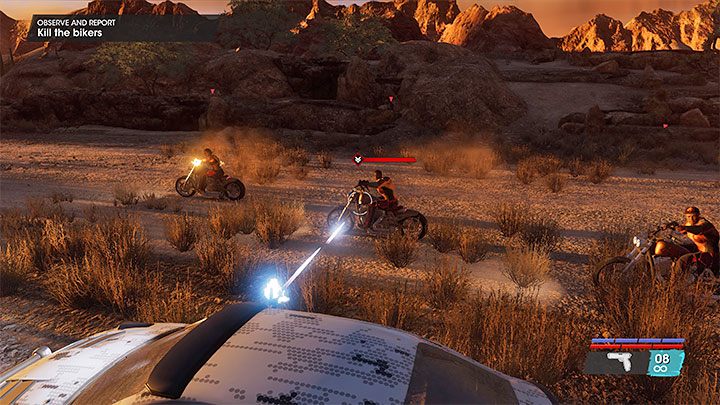 Otrzymacie polecenie ostrzelania motocykli, które odłączyły się od konwoju - Saints Row: Obserwuj i melduj (Observe and Report) - solucja, opis przejścia - Saints Row - poradnik do gry