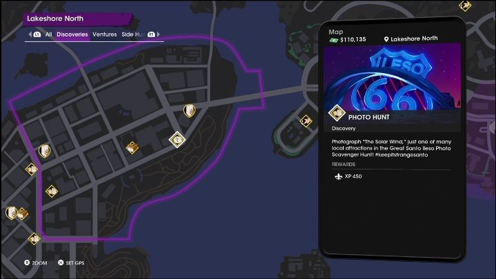 Aktywność Fotograficzne polowanie znajduje się w południowej części dzielnicy - Saints Row 2022: Odkrycia (Północne Lakeshore) - lista i opisy aktywności - Saints Row - poradnik do gry