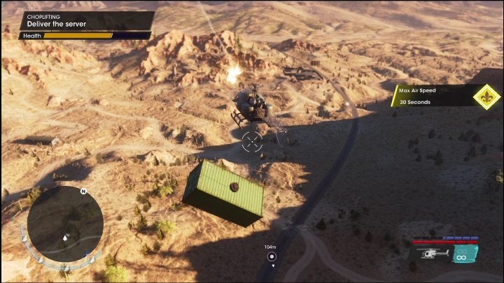 W trakcie wykonywania zadania musicie dotrzeć do przesyłki na czas, przypiąć ją do helikoptera i odwieźć w wyznaczone miejsce - Saints Row 2022: Skoki na boku (Południowe Pustkowia) - lista i opisy aktywności - Saints Row - poradnik do gry