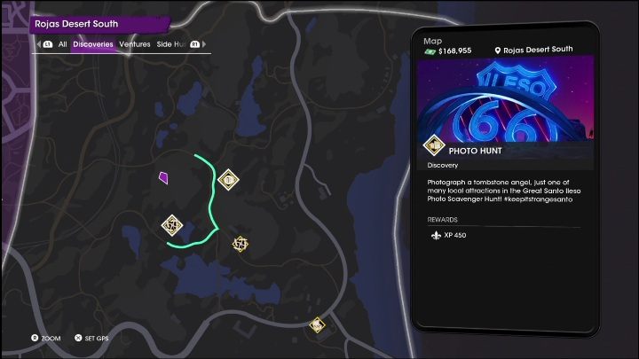 Ta aktywność znajduje się w północnej części dzielnicy, pomiędzy wysokimi skałami - Saints Row 2022: Odkrycia (Południowa pustynia Rojas) - lista i opisy aktywności - Saints Row - poradnik do gry