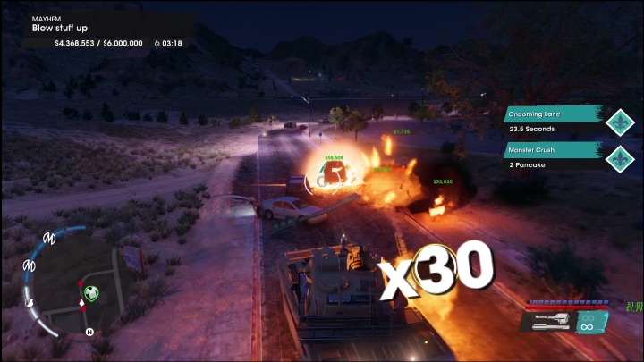 Wykonując Chaosy starajcie się niszczyć samochody w dużych ilościach - celujcie głównie w parkingi i drogi szybkiego ruchu - Saints Row: The Big One - opis przedsięwzięcia - Saints Row - poradnik do gry