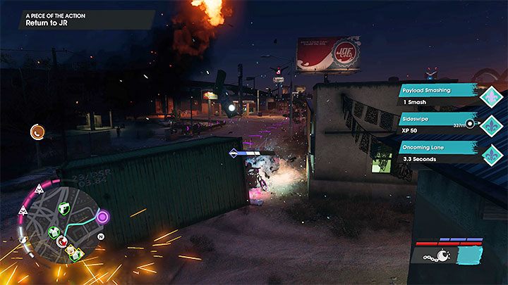 Musicie wyruszyć w stronę warsztatu samochodowego ciągnąc za sobą kontener - Saints Row 2022: Odrobina emocji (A Piece of the Action) - solucja, opis przejścia - Saints Row - poradnik do gry