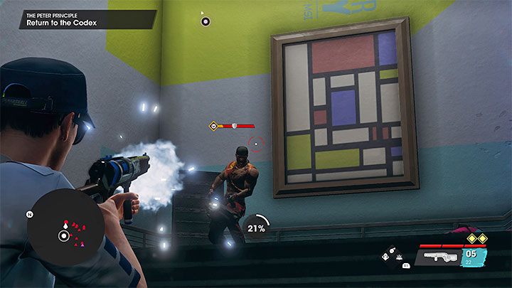 W drodze do kodeksu czekają Was intensywne walki, bo spotkacie też elitarnych wrogów, którzy najpierw muszą stracić żółte paski tarczy - Saints Row 2022: Zasada Petera (The Peter Principle) - solucja, opis przejścia - Saints Row - poradnik do gry