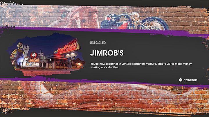 Warsztat Jim Robs to pierwsze przedsięwzięcie (Venture) w grze i odblokujecie je w sposób automatyczny - Saints Row 2022: Warsztat Jim Robs (JimRobs Garage) - opis przedsięwzięcia - Saints Row - poradnik do gry