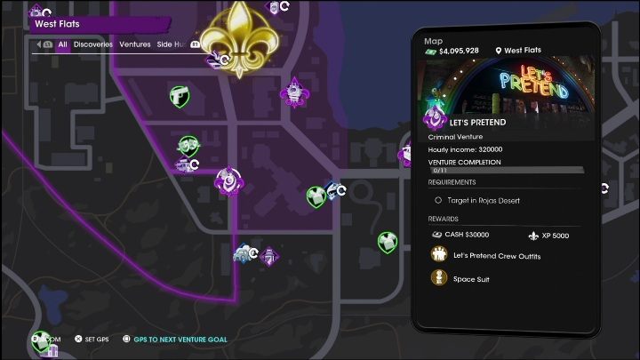 Aby Lets Pretend powstało na mapie miasta musicie wyznaczyć jego miejsce na mapie przedsiębiorstw - Saints Row: Lets Pretend - opis przedsięwzięcia - Saints Row - poradnik do gry