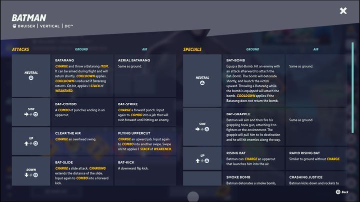 Skoro o liście ruchów mowa, możecie się z nią zapoznać na wiele sposobów - MultiVersus: Porady na start - lista - MultiVersus - poradnik do gry