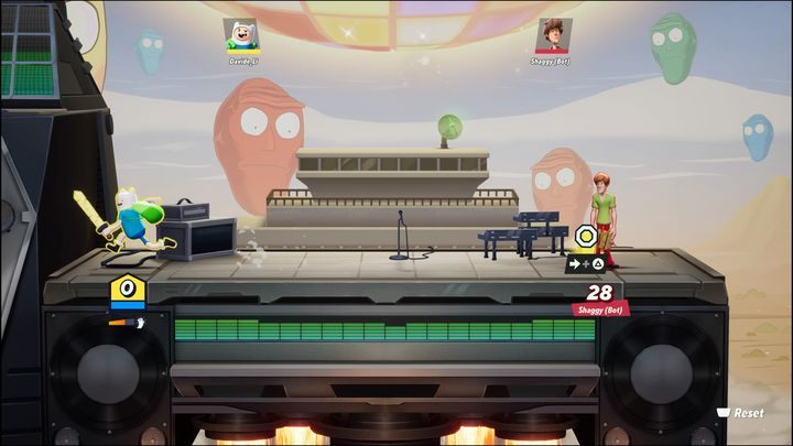 Będąc w powietrzu, możecie skorzystać z dolnego ataku specjalnego, aby rzucić klejnotem (gem), a następnie przeteleportować się w miejsce, gdzie znajduje się klejnot - MultiVersus: Finn - jak grać? - MultiVersus - poradnik do gry