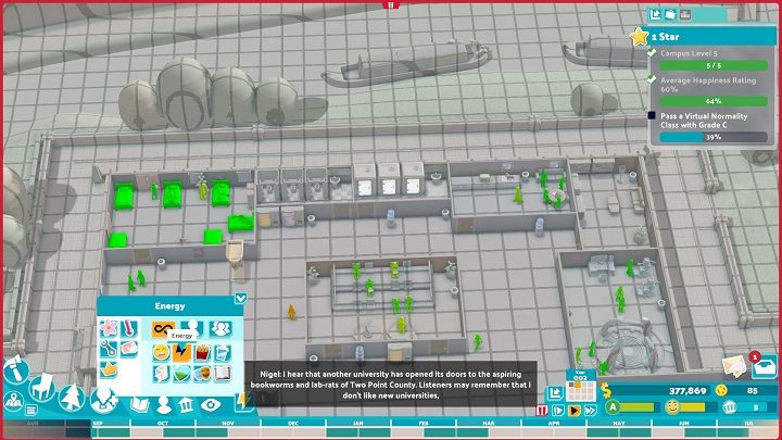 Przeglądanie wszystkich statystyk i potrzeb może być uciążliwe, jednak warto monitorować je na bieżąco - Two Point Campus: Porady na start - Two Point Campus - poradnik do gry