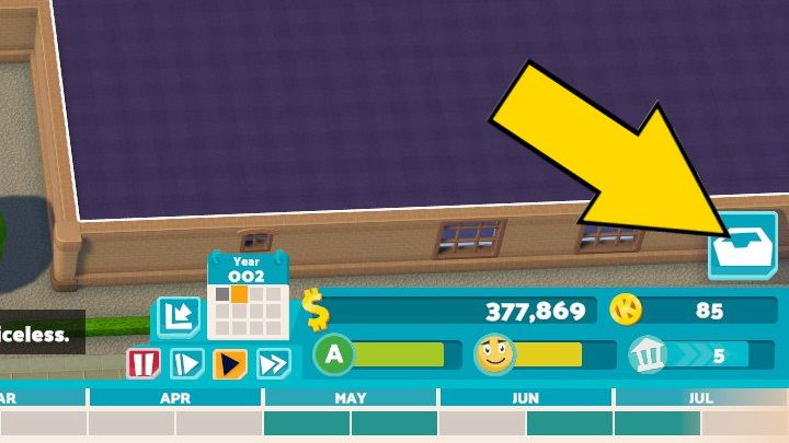 Tutaj znajdziecie swoją skrzynkę pocztową, w której przeczytacie aktualne wiadomości, w tym prośby i raporty finansowe - Two Point Campus: Interfejs - Two Point Campus - poradnik do gry