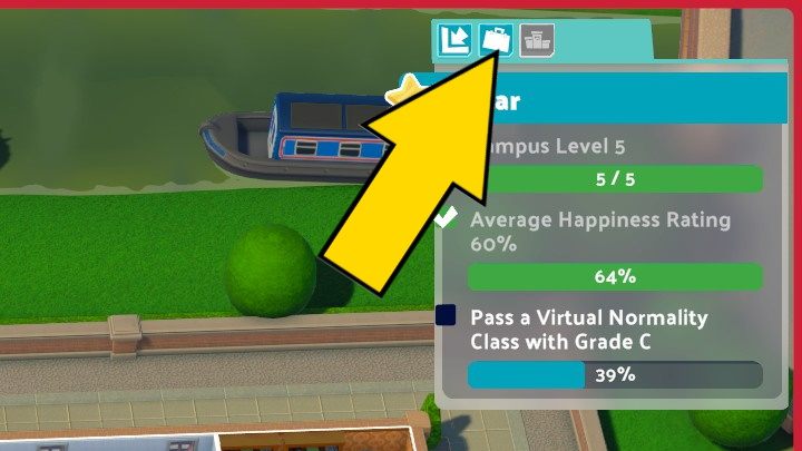 Tutaj możecie podejrzeć cele Waszej kariery w grze - Two Point Campus: Interfejs - Two Point Campus - poradnik do gry