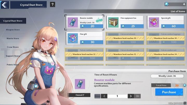 W Crystal Dust Store będziecie mogli kupić między innymi materiały, które potrzebne są do ulepszania ekwipunku - Tower of Fantasy: Shop i Commissary - co można kupić? - Tower of Fantasy - poradnik do gry