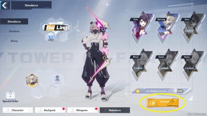 Jeżeli gracz ma ochotę, to może w dowolnej chwili zmienić skórkę swojej postaci na którąś z posiadanych Simulacrum - Tower of Fantasy: Simulacra - Tower of Fantasy - poradnik do gry