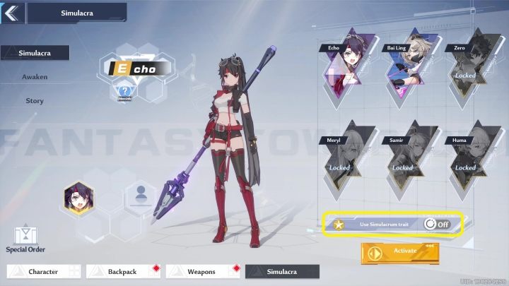 Aby to zrobić wystarczy wejść w zakładkę Simulactra, wybrać postać, której perka chcecie uruchomić i przesuńcie suwak znajdujący się pod portretami - Tower of Fantasy: Simulacra - Tower of Fantasy - poradnik do gry