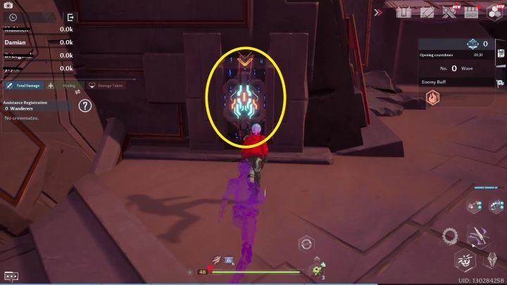 Po rozpoczęciu gry Wy bądź jeden z Waszych towarzyszy musi uruchomić mechanizm znajdujący się po lewej stronie od miejsca, w którym się pojawicie - Tower of Fantasy: Frontier Clash - Tower of Fantasy - poradnik do gry