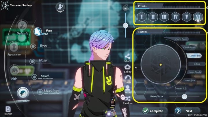 W zakładce Face, na samej górze, możecie wybrać pomiędzy przygotowanymi przez twórców schematami twarzy - Tower of Fantasy: Tworzenie i customizacja postaci - Tower of Fantasy - poradnik do gry