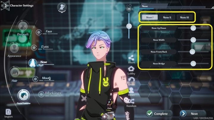 Przy Nose twórcy zdecydowali się na ciekawy zabieg, gdyż męskie postacie mogą wybrać 1 z 3 typów wyglądu nosa, podczas gdy żeńskie bohaterki mają odgórnie narzucony ten właściwy wygląd - Tower of Fantasy: Tworzenie i customizacja postaci - Tower of Fantasy - poradnik do gry