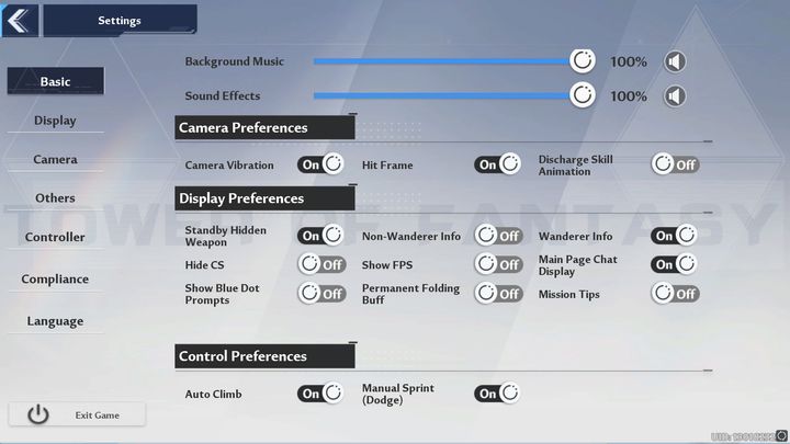 Wchodząc w ustawienia, pierwsza zakładka Basic zawiera kilka funkcji, które później mogą utrudnić rozgrywkę - Tower of Fantasy: Ustawienia gry - co zmienić? - Tower of Fantasy - poradnik do gry