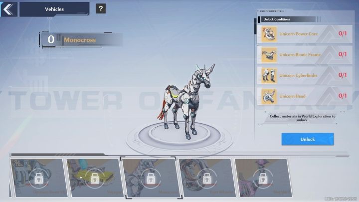 Monocross czyli pojazd w kształcie jednorożca można zdobyć zgromadzając jego 4 części - Tower of Fantasy: Vehicles (pojazdy) - lista wszystkich, jak odblokować - Tower of Fantasy - poradnik do gry