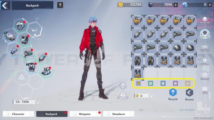 Jeżeli uważacie, że macie już zbyt duży bałagan w ekwipunku, to możecie się go pozbyć naciskając opcję Recycle w prawej dolnej części ekranu - Tower of Fantasy: Wyposażenie (Equipment) - Tower of Fantasy - poradnik do gry