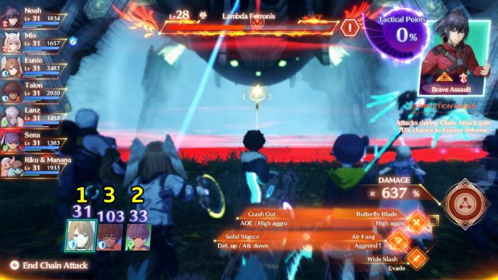 Na powyższym przykładzie zaprezentowaliśmy kolejno wybór postaci, tak aby z tego rozkazu (order) uzyskać ponad 200% TP - Xenoblade 3: Chain Attack - jak wykonać, jak zdobyć dużo TP, Overkill - Xenoblade Chronicles 3 - poradnik do gry
