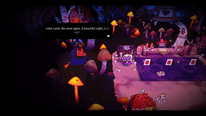 Następnie skierujcie się do Spore Grotto (także nocą), aby ponownie porozmawiać z lisem - Cult of the Lamb: Follower Forms - wszystkie zwierzęta - Cult of the Lamb - poradnik do gry