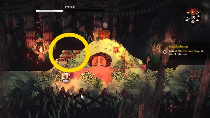 Schemat na Rat Follower Form leży w stosie drewna za chatką Ratau na obszarze Lonely Shack - Cult of the Lamb: Follower Forms - wszystkie zwierzęta - Cult of the Lamb - poradnik do gry