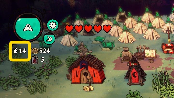 Liczba Followers informuje o aktualnej populacji Waszego kultu - Cult of the Lamb: Interfejs gry - Cult of the Lamb - poradnik do gry