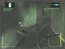 Zaczynasz przed wielką szybą, z karabinem snajperskim w ręku - [Ghost] The Power Plant - Core Control Room | Enter The Matrix - Enter The Matrix - poradnik do gry