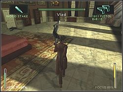 Najpierw zajmij się dwoma wampirami, by móc przeskoczyć do bossa, znanego Ci już z poprzedniego poziomu - [Niobe] The Chateau - Persephones Bedroom | Enter The Matrix - Enter The Matrix - poradnik do gry