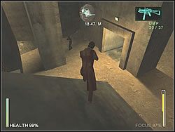 Mostkiem ruszaj przed siebie, zabijając wychylającego się z prawej wojaka - [Niobe] The Power Plant - Reactor Foundation | Enter The Matrix - Enter The Matrix - poradnik do gry