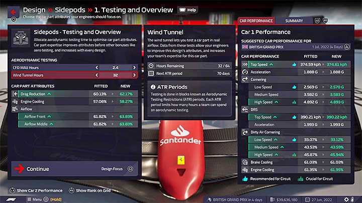 Z menu bolidów musicie wybrać rodzaj interesującej Was części i Nowy projekt - F1 Manager 2022: Bolidy i ich rozwój - projektowanie części (Design) - F1 Manager 2022 - poradnik do gry