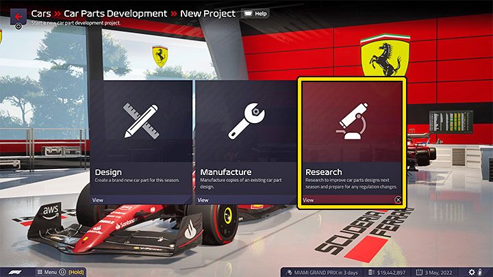 Możecie i powinniście przygotować się do zmian zaplanowanych na kolejny sezon i odbywa się to dzięki badaniom nad nowymi częściami (Research) - F1 Manager 2022: Kolejny sezon - zmiany w przepisach, badania (Research) - F1 Manager 2022 - poradnik do gry