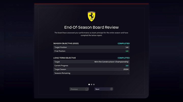 Pod koniec sezonu dochodzi do kolejnej oceny zarządu - F1 Manager 2022: Koniec sezonu 2022 i zmiany w sezonie 2023 - F1 Manager 2022 - poradnik do gry