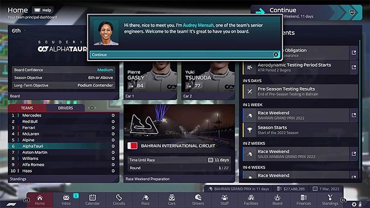 F1 Manager 2022 posiada samouczek (First Time Guidance), który możecie potraktować jako wprowadzenie do głównych mechanik gry - F1 Manager 2022: Poziom trudności gry - czy można zmienić? - F1 Manager 2022 - poradnik do gry