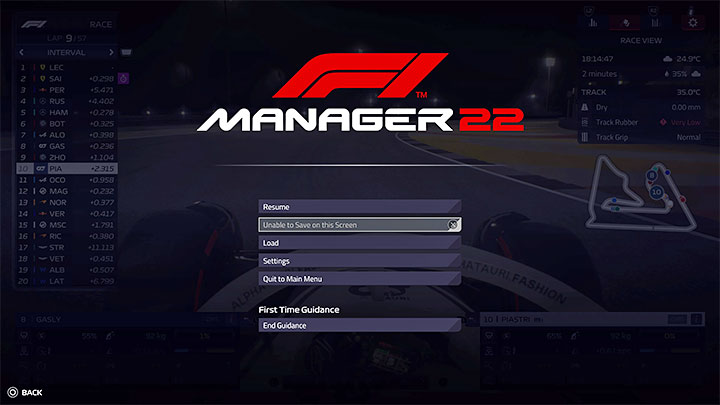 Sejwowanie jest tymczasowo blokowane na czas trwania sesji - F1 Manager 2022: Sejwowanie - jak zapisywać stan gry? - F1 Manager 2022 - poradnik do gry