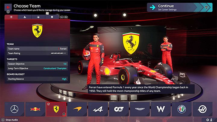 Przewidywany poziom trudności (początek kariery): niski - F1 Manager 2022: Wybór zespołu F1 - lista, rekomendacje - F1 Manager 2022 - poradnik do gry