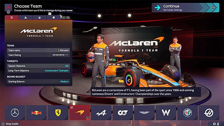 Przewidywany poziom trudności (początek kariery): średni/wysoki - F1 Manager 2022: Wybór zespołu F1 - lista, rekomendacje - F1 Manager 2022 - poradnik do gry