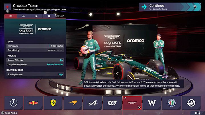 Przewidywany poziom trudności (początek kariery): wysoki - F1 Manager 2022: Wybór zespołu F1 - lista, rekomendacje - F1 Manager 2022 - poradnik do gry