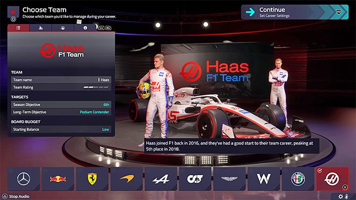 Przewidywany poziom trudności (początek kariery): wysoki - F1 Manager 2022: Wybór zespołu F1 - lista, rekomendacje - F1 Manager 2022 - poradnik do gry