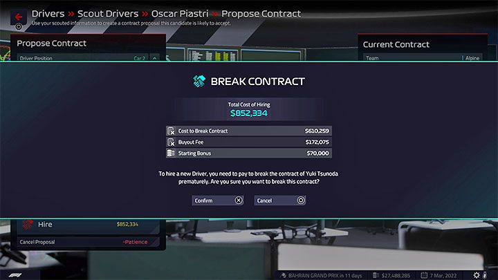 Przy wyborze kandydata do fotela wyścigowego macie 3 główne opcje - F1 Manager 2022: Wybór kierowców do zespołu - statystyki, kontrakty - F1 Manager 2022 - poradnik do gry